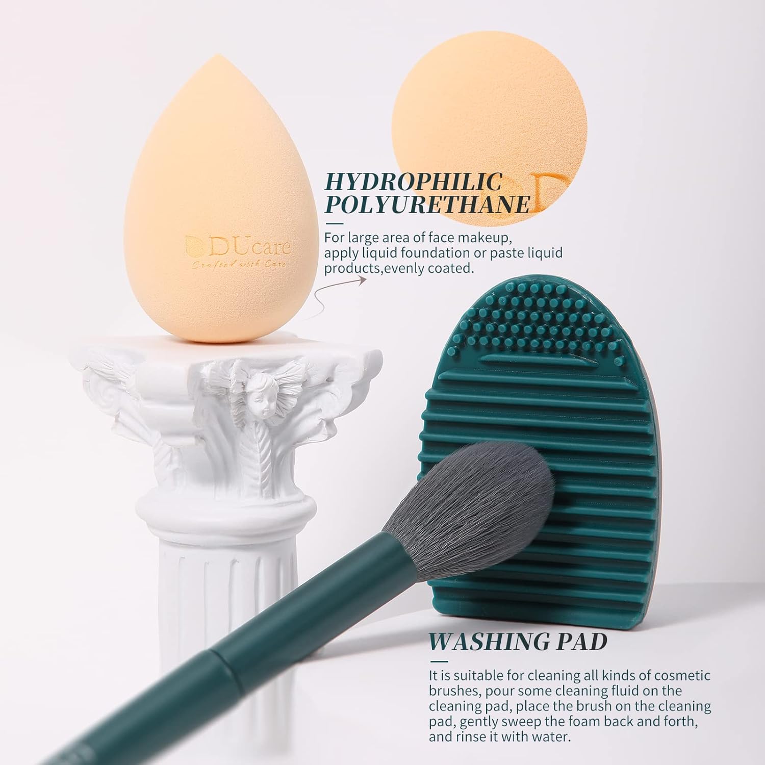 Dark Turquoise Vegan Pro Face & Eye Brush Set (17+2 Pcs)