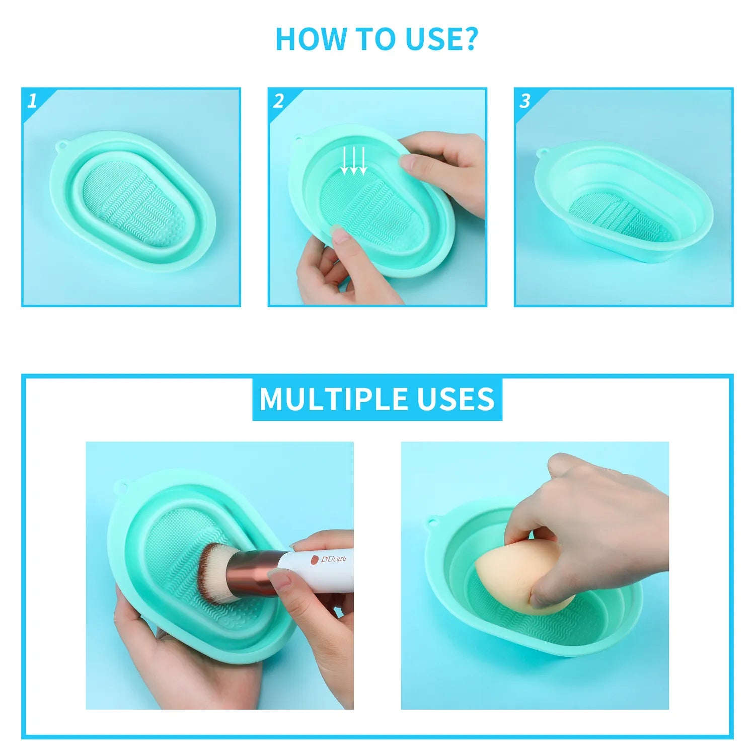Silicone Foldable Makeup Brush Cleaning Bowl Mat