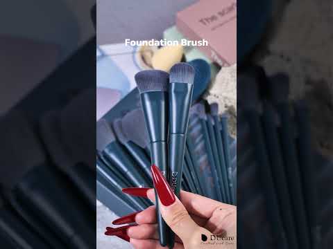 Dark Turquoise Vegan Pro Face & Eye Brush Set (17+2 Pcs)