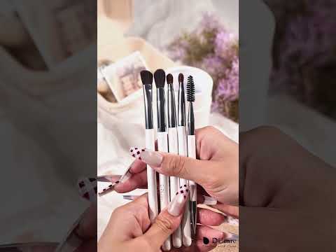 White 9Pcs Face & Eye Brush Set with Holder