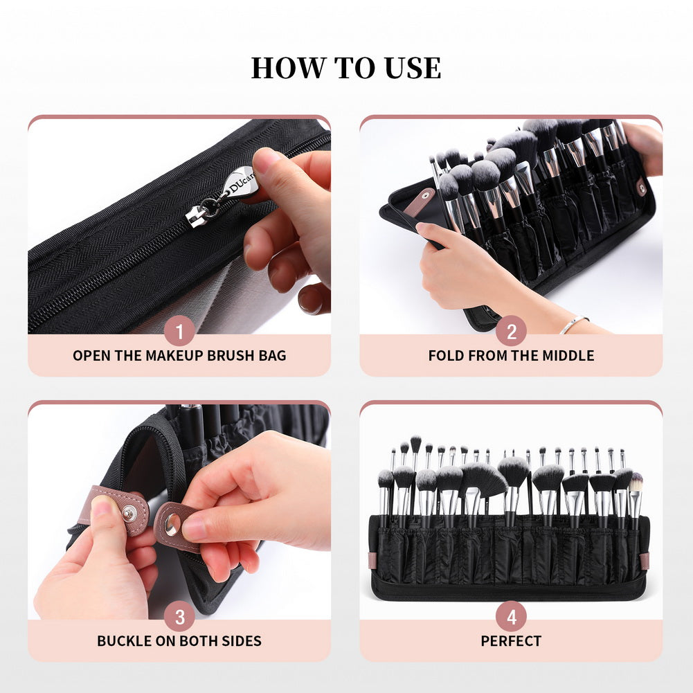 Chocolate Life 30 Holes Foldable Stand-up Makeup Brush Bag