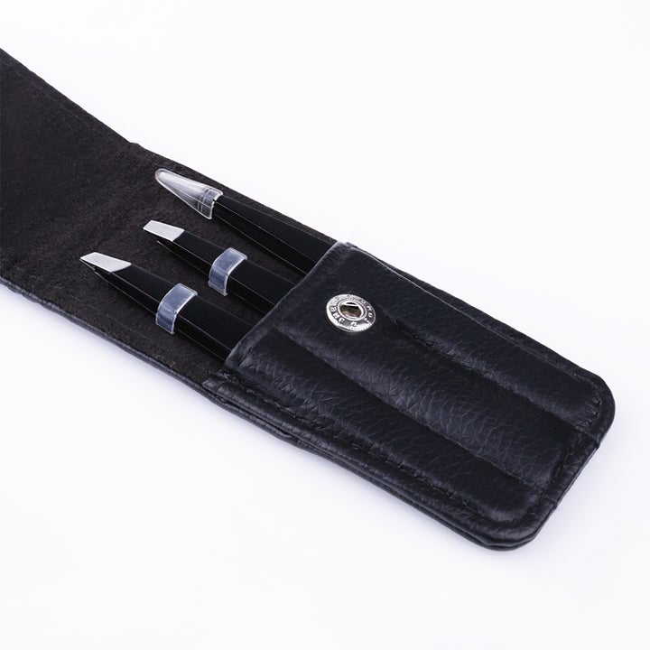 Black & Pink 3PCs Eyebrow Tweezer Set