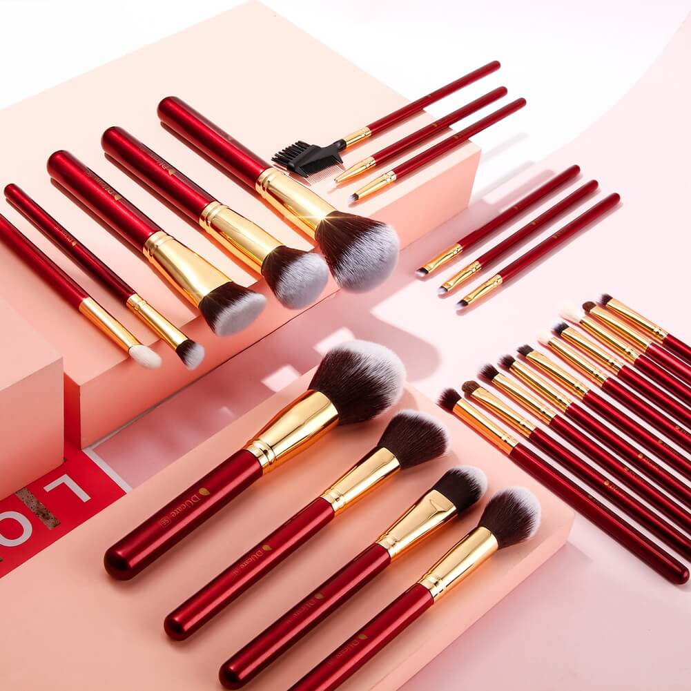 Classic Red- 27 in 1 DUcare Professional Makeup Brushes Set