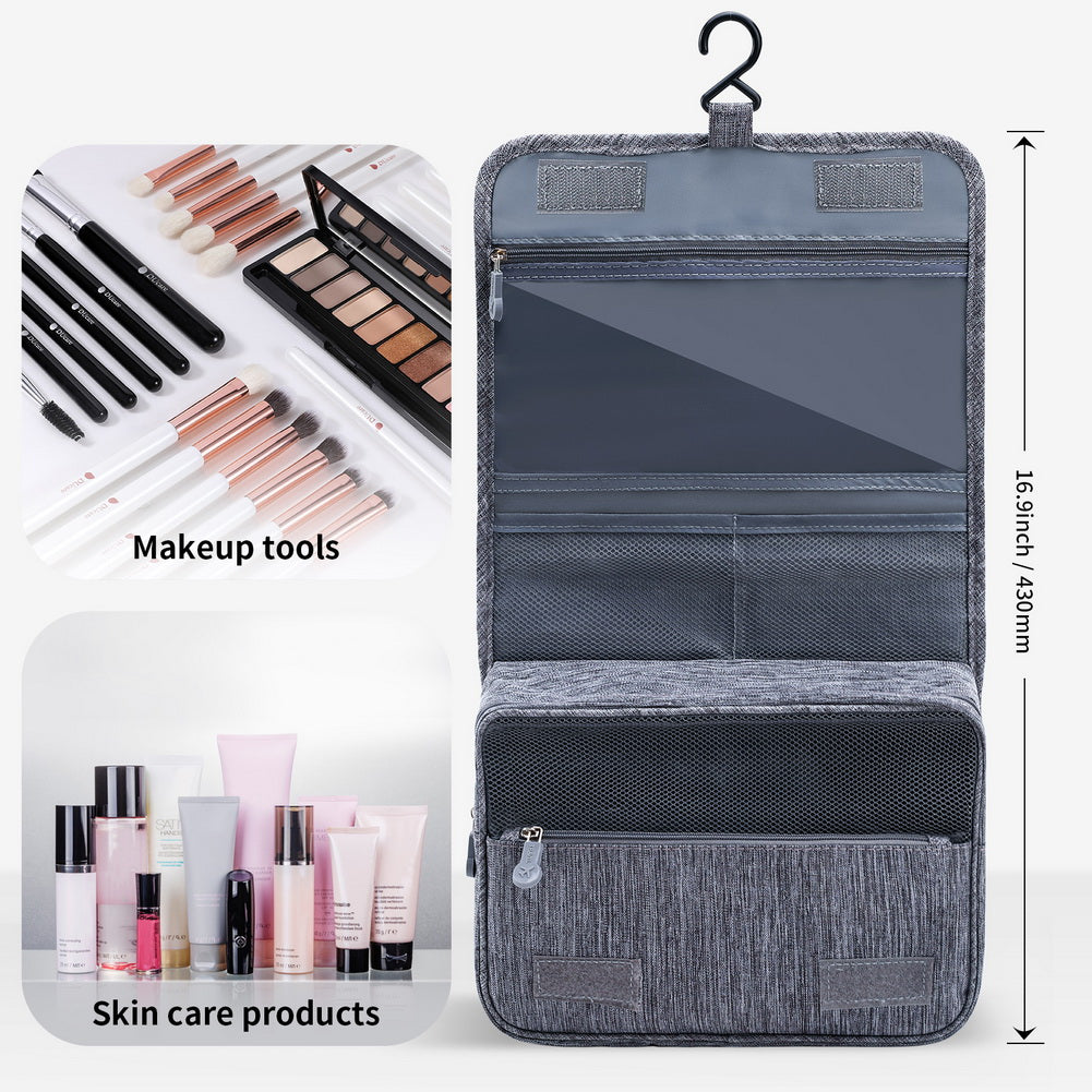 fold up travel makeup bag Grey Super Space Handheld Travel Cosmetic Bag